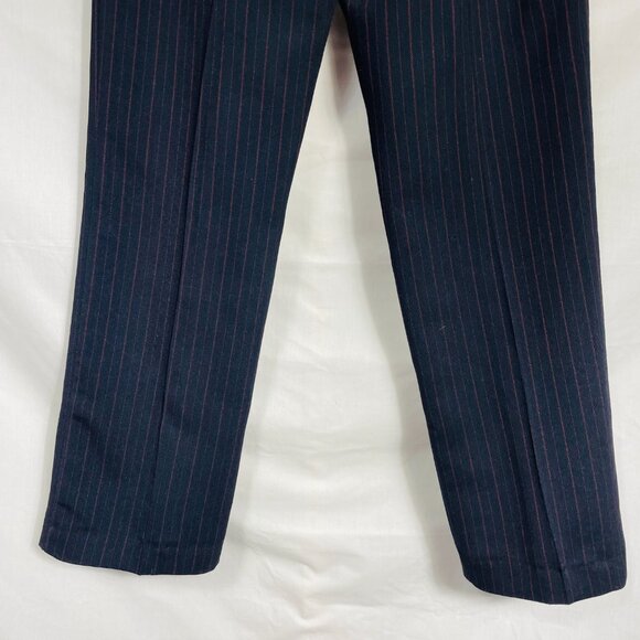 Harvé Benard by Bernard Holtzman Women's Navy and Red Pinstripe Pants Size 8 - Picture 9 of 10